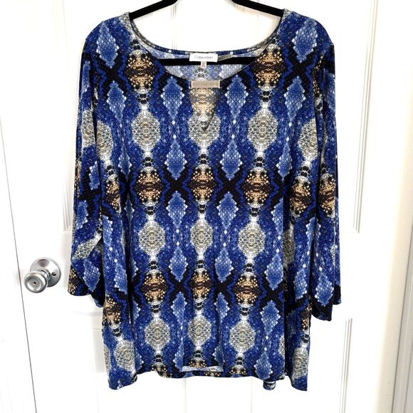 Calvin Klein Women’s Blouse (2X) 3/4 Sleeves, Light Weight, Excellent Condition! - Picture 1 of 11